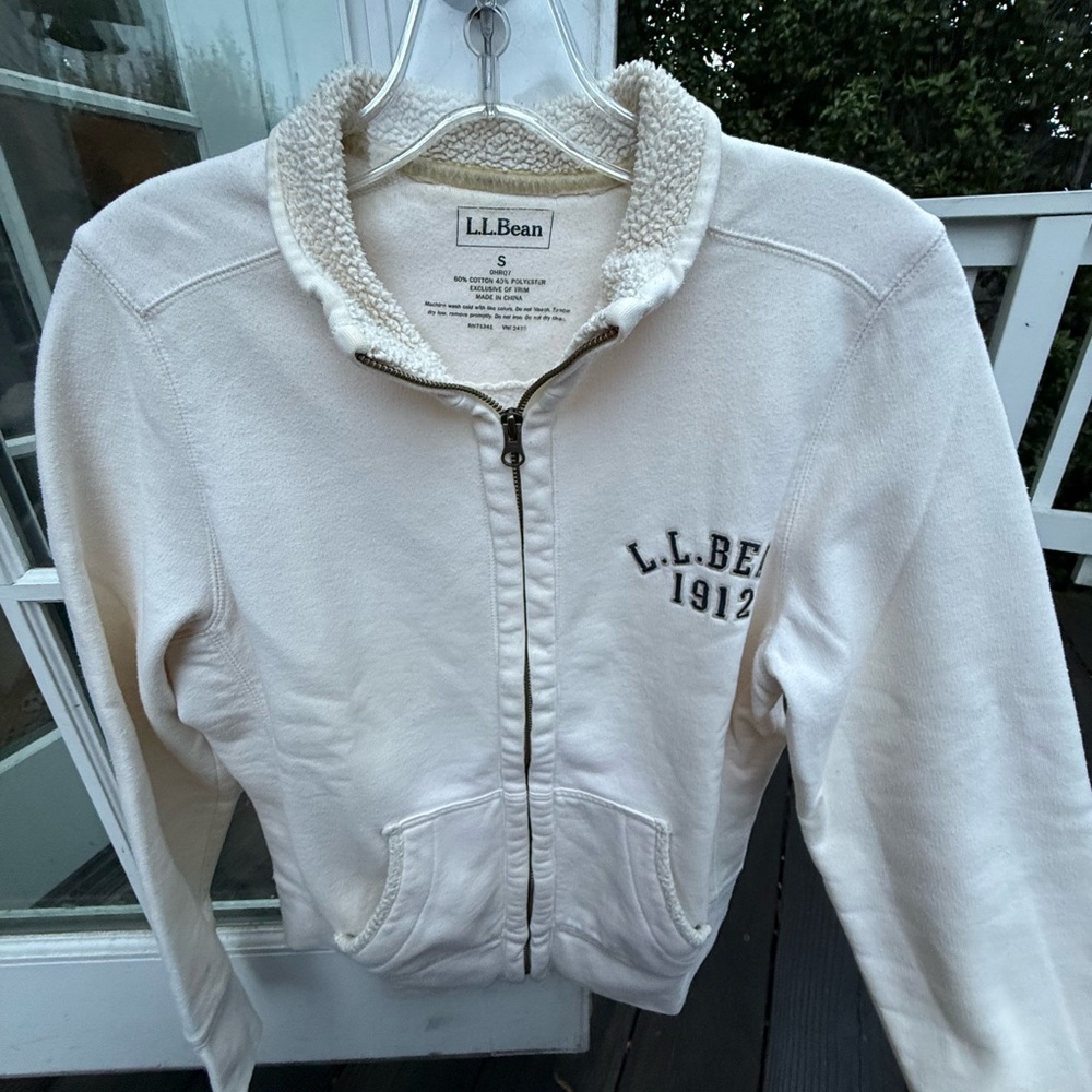 L.L. Bean Off-White Fleece-Lined Jacket